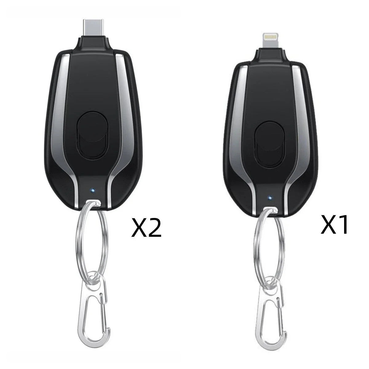 A compact, 1500mAh portable power bank with a keychain design, featuring a waterproof and durable construction for on-the-go charging of smartphones, tablets, and other USB-powered devices.