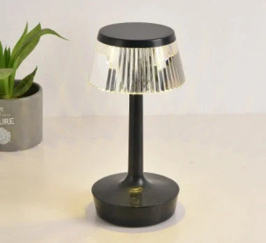 RAINCAP Crystal Table Lamp with diamond-cut acrylic shade and USB charging