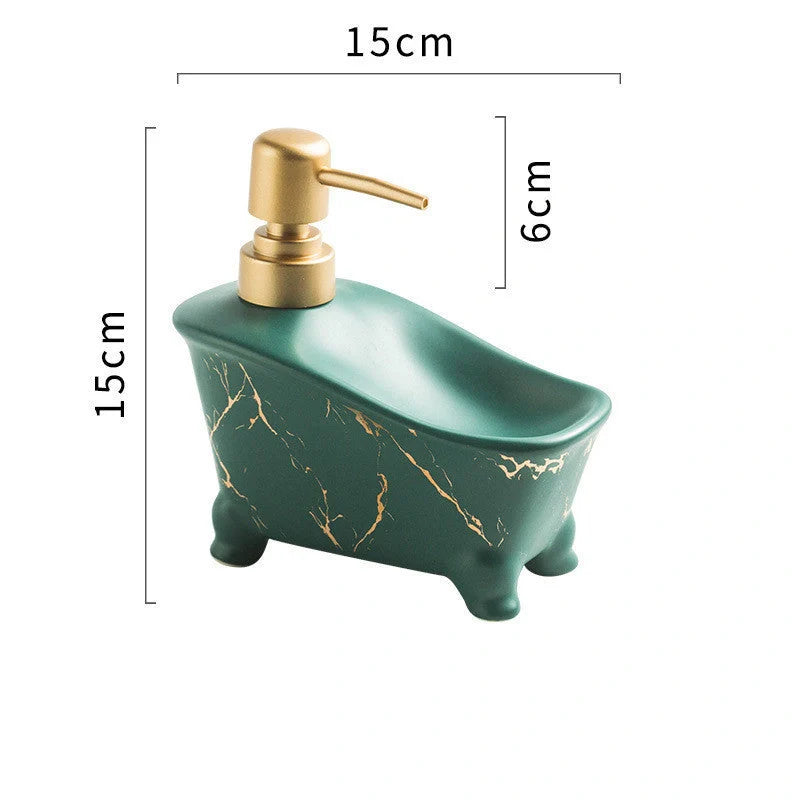 Ceramic hand sanitizer shower gel dispenser with elegant marble pattern design