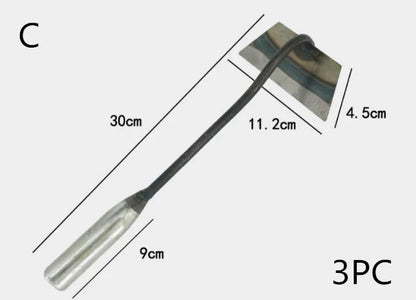 Premium manganese steel garden hoe with hollow design, versatile for weeding, soil preparation, and vegetable planting in the UK