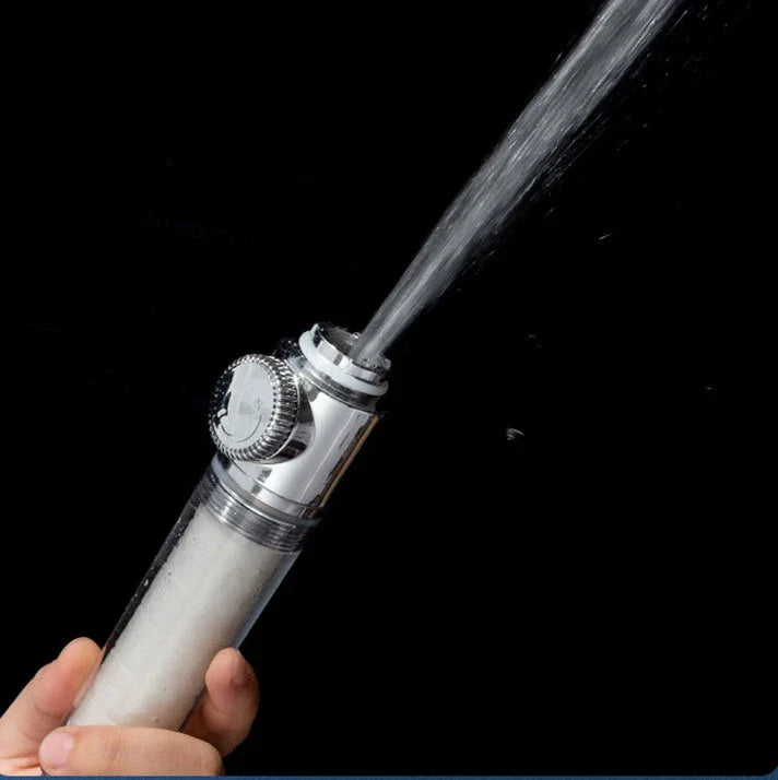 Premium high-pressure shower head with turbo boost technology, water filtration, and durable ABS and stainless steel construction