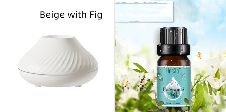 Volcanic Flame Aroma Diffuser with LED light and 130ml capacity in beige and black