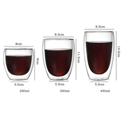 Egg-shaped double-layer insulated glass cup for hot and cold beverages