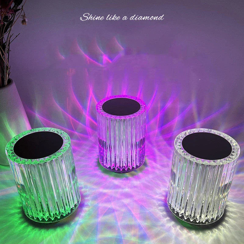 Acrylic LED table lamp with customizable RGB color lighting for home decor and ambiance