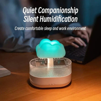 Rain Cloud Humidifier with Soothing Raindrop Sounds, Mood Lighting, and Essential Oil Diffuser