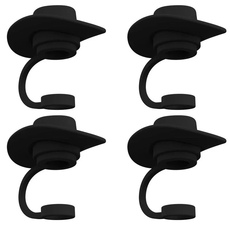 Premium straw covers in charming cowboy hat design, made of food-grade silicone for durable and reusable protection of your drinks