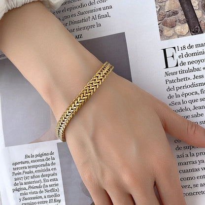 18K Gold Thick Hemp Flowers Titanium Steel Bracelet for men and women