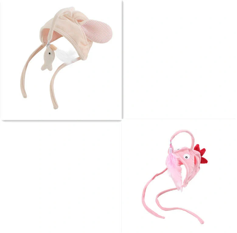 Adjustable head wearing feather funny cat stick toy for indoor play