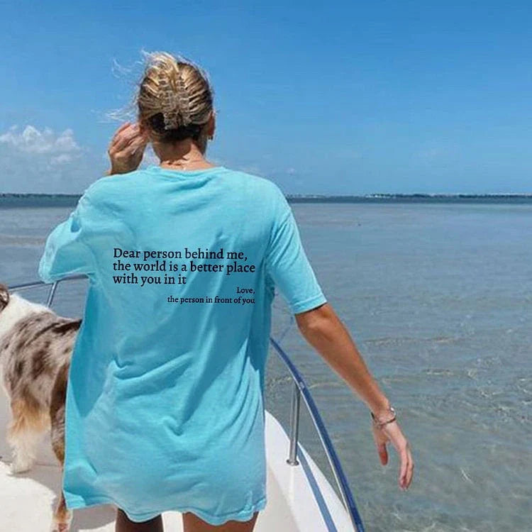 Women's graphic tee with playful slogan, available in various colors and sizes