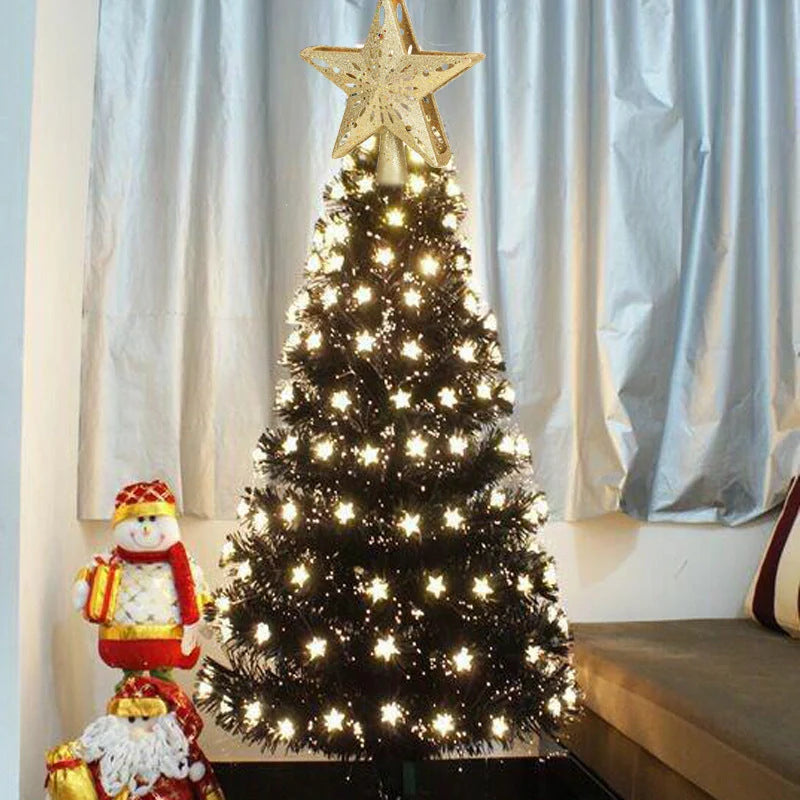 LED Projection Christmas Tree Topper with snowflake and star designs for festive decoration