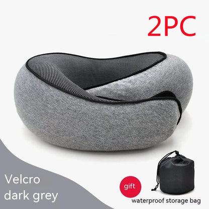 Comfortable memory foam travel neck pillow with U-shaped design for support and comfort during flights, road trips, and naps