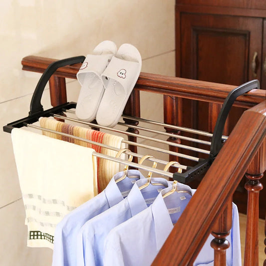 Stainless steel balcony drying rack with foldable design