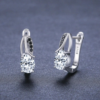 Stylish zircon rhinestone stud earrings in a classic copper finish