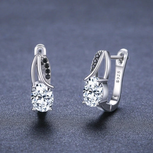 Stylish zircon rhinestone stud earrings in a classic copper finish
