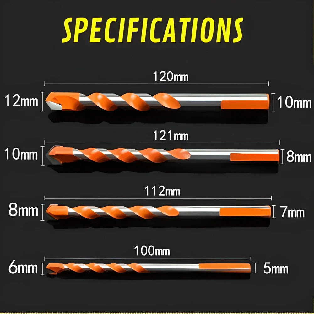 Premium Multi-Functional Tungsten & Carbide Drill Bits - Versatile Set for Drilling Through Steel, Concrete, Brick, Glass, and More