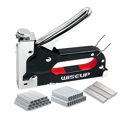 Heavy-duty 3-in-1 stapler gun with adjustable pressure, comfortable grip, and 600 staples for versatile DIY and home improvement projects