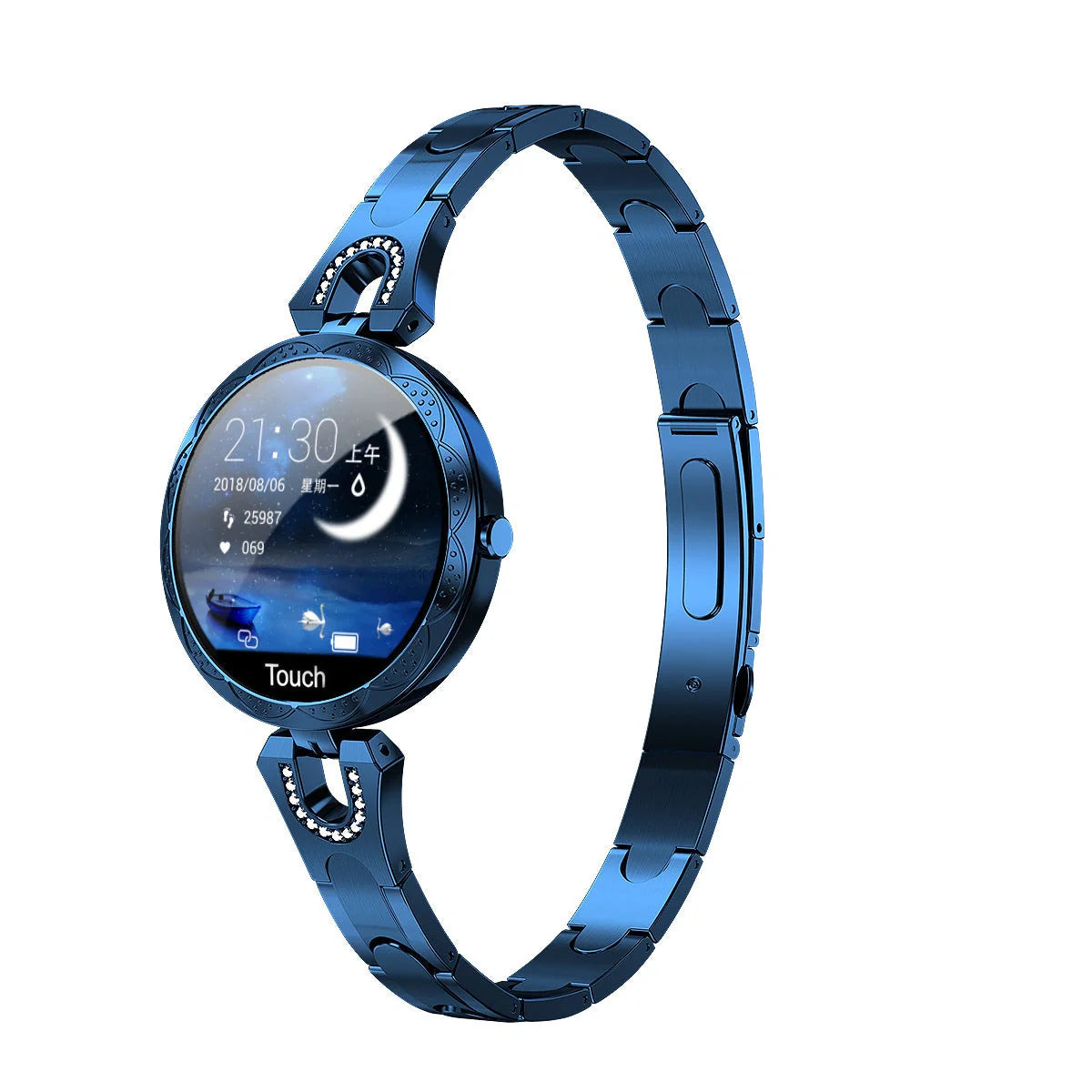 Stylish smartwatch with sleek design, high-definition colour display, and health monitoring features for fashionable British women