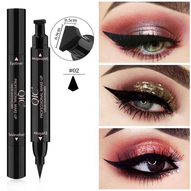 Double-headed wing seal eyeliner with carbon black formula for smudge-proof application