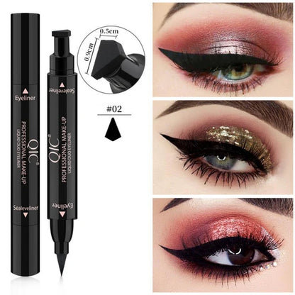 Double-headed wing seal eyeliner with carbon black formula for smudge-proof application