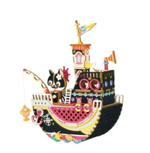 DIY 3D Kitty Ballet Wooden Puzzle and Music Box Toy, ready for assembly
