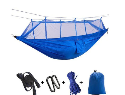 Versatile parachute hammock with mosquito net for outdoor camping and relaxation