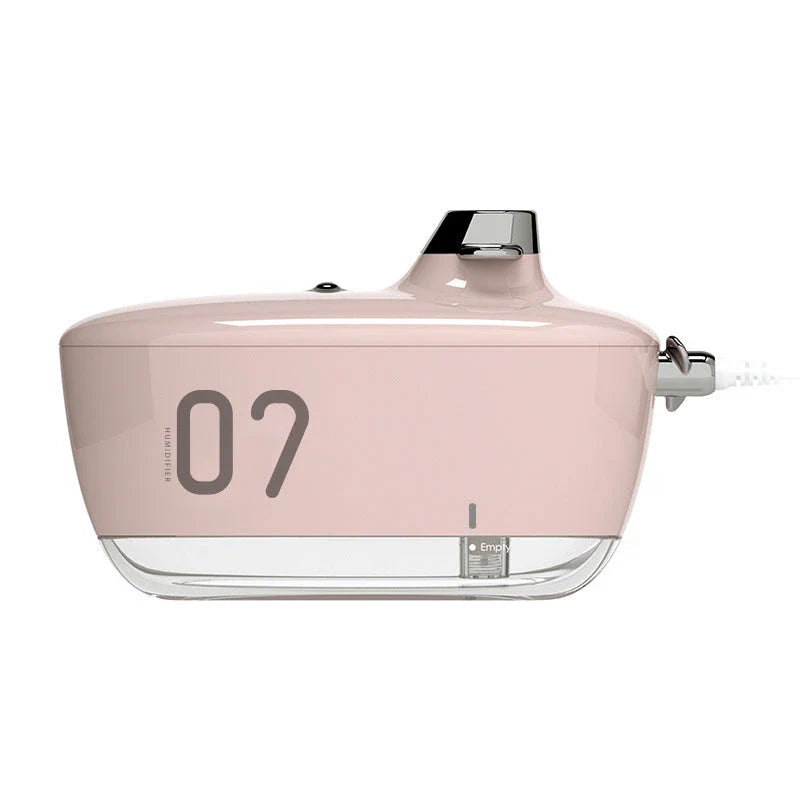 Compact USB-powered air humidifier with night light function for desks and bedrooms