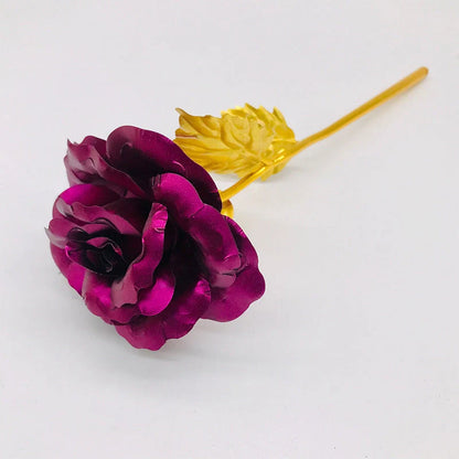 A luxurious 24K gold-plated rose flower bouquet set with a gift box and tote bag