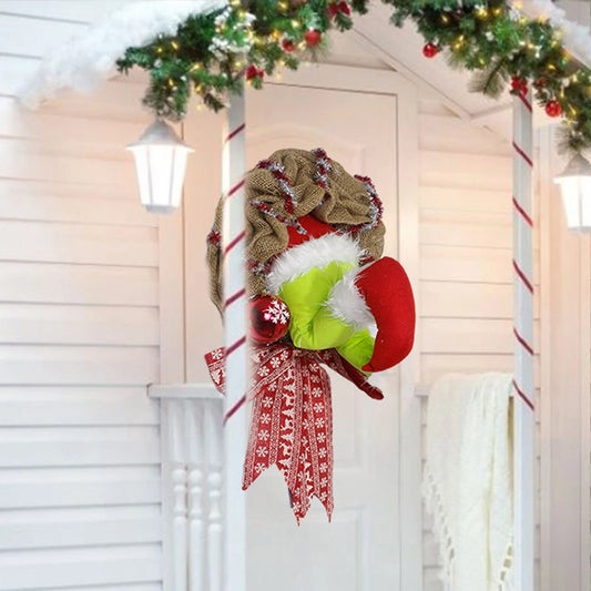 Christmas Thief Burlap Wreath with Santa Legs decoration
