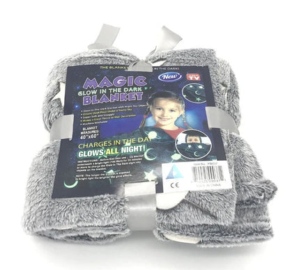 Glowing polyester wool blanket with stars and moons design, perfect for cosy nights