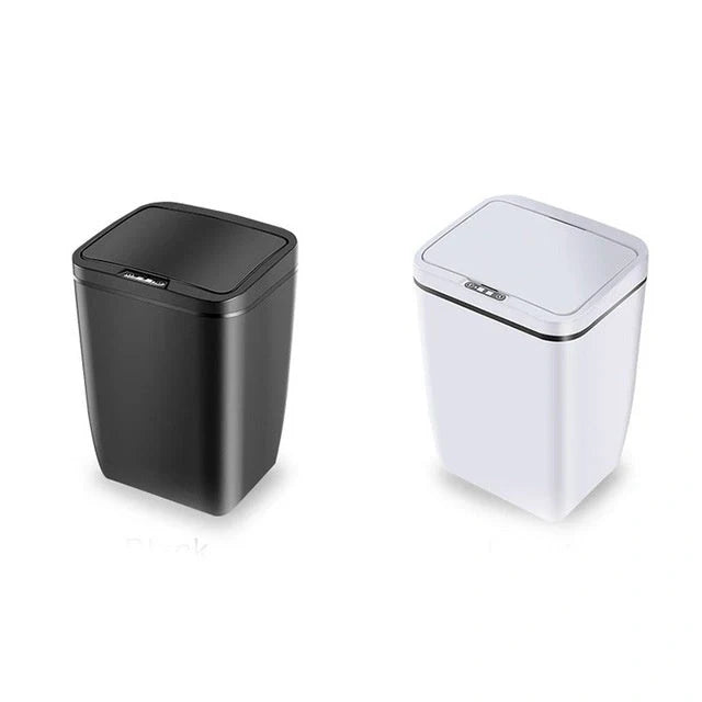 Infrared sensor smart trash bin in black, white, and LJT-02 colours