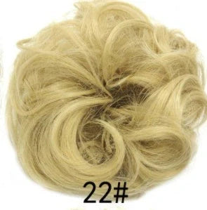 Synthetic wavy curly messy hair bun for women, 12cm diameter, high temperature wire