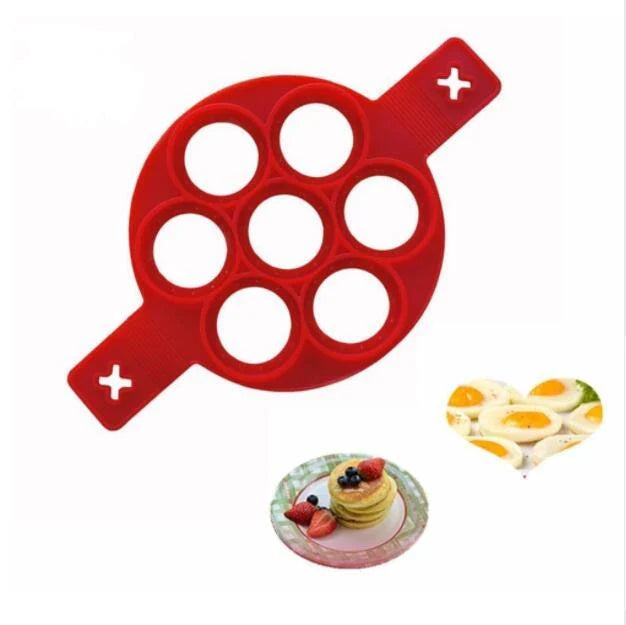 Red Silicone Pancake Mold with Various Shapes for Easily Making Perfect Pancakes at Home