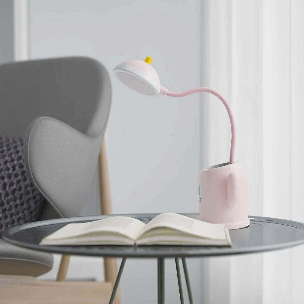 Cactus-shaped table lamp with pen holder and USB charging feature