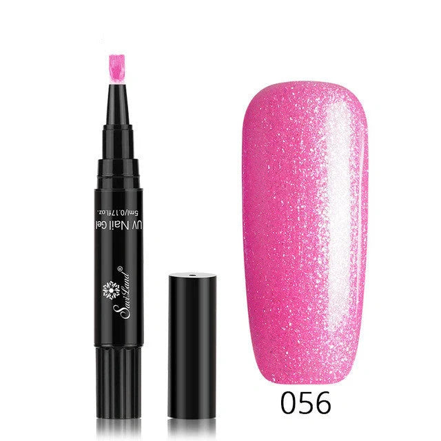 3-in-1 Gel Nail Varnish Pen with Glitter for easy one-step nail art