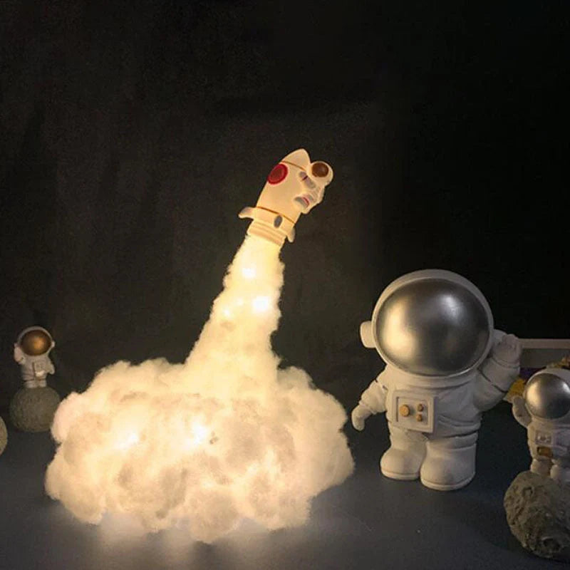 DIY LED Night Light USB Table Lamp with small rocket model