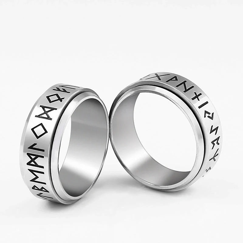Korean Fashion Titanium Steel Rotatable Ring in vintage style, available in multiple colours