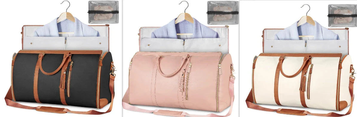 Versatile travel duffel bag for women with waterproof and foldable design, available in various color options