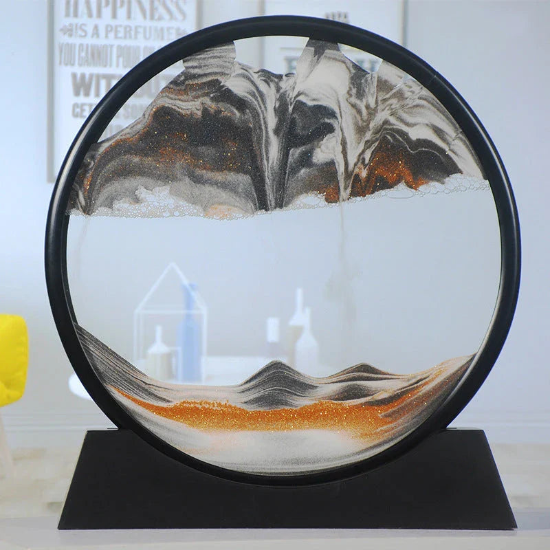 Mesmerizing glass sand art with vibrant, ever-changing movements in a variety of colors