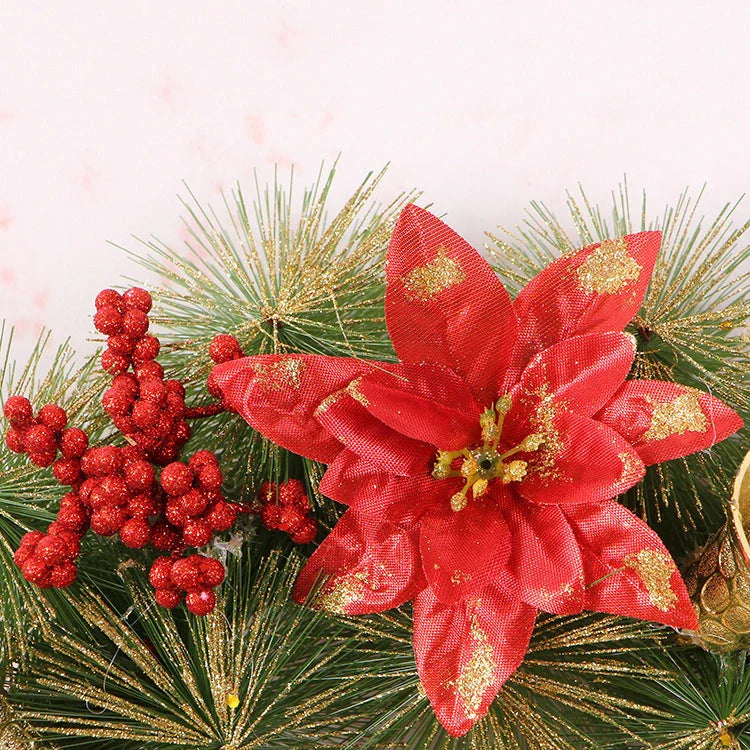 Christmas wreath with natural pine, pine cones, and frost decoration
