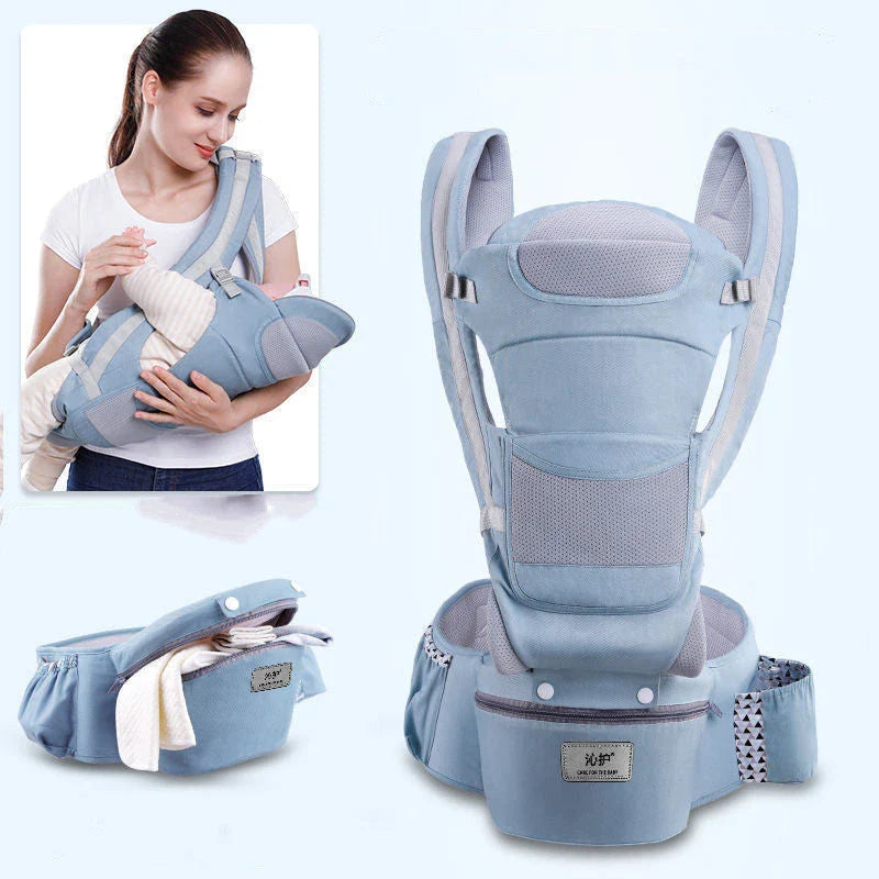 Premium ergonomic baby carrier with versatile 3-in-1 design, suitable for infants and toddlers up to 4 years old