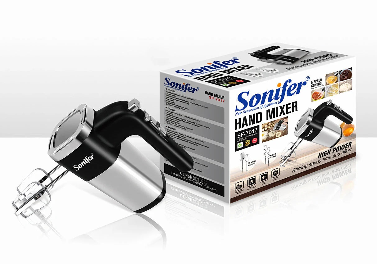 500W Electric Food Mixer with mixer and beater hooks on a kitchen counter