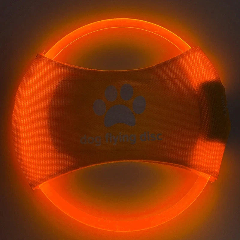 LED Glowing Dog Flying Disc in various colours for night play and training