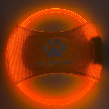 LED Glowing Dog Flying Disc in various colours for night play and training