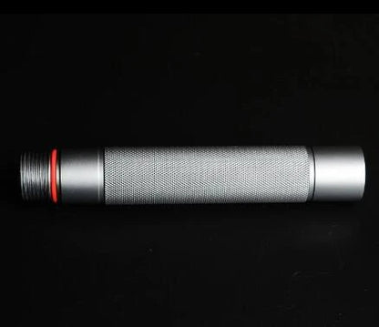 Durable tactical hiking stick with integrated survival tools, including a knife, bottle opener, and compass, for outdoor adventures and emergencies.