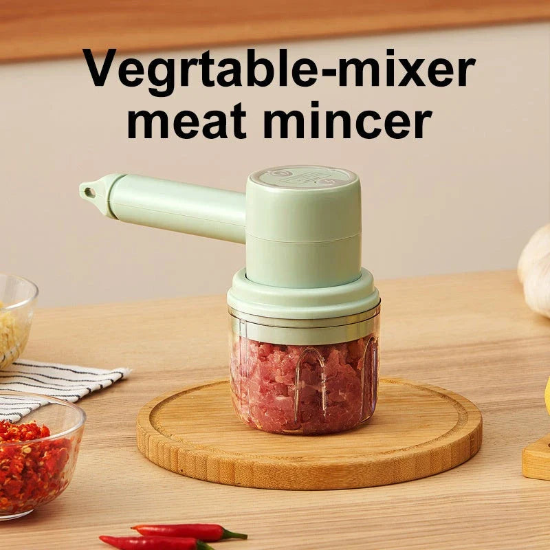 Rechargeable cordless electric hand mixer with 3-speed motor, whisk and egg beater attachments, and ergonomic design for easy baking and mixing