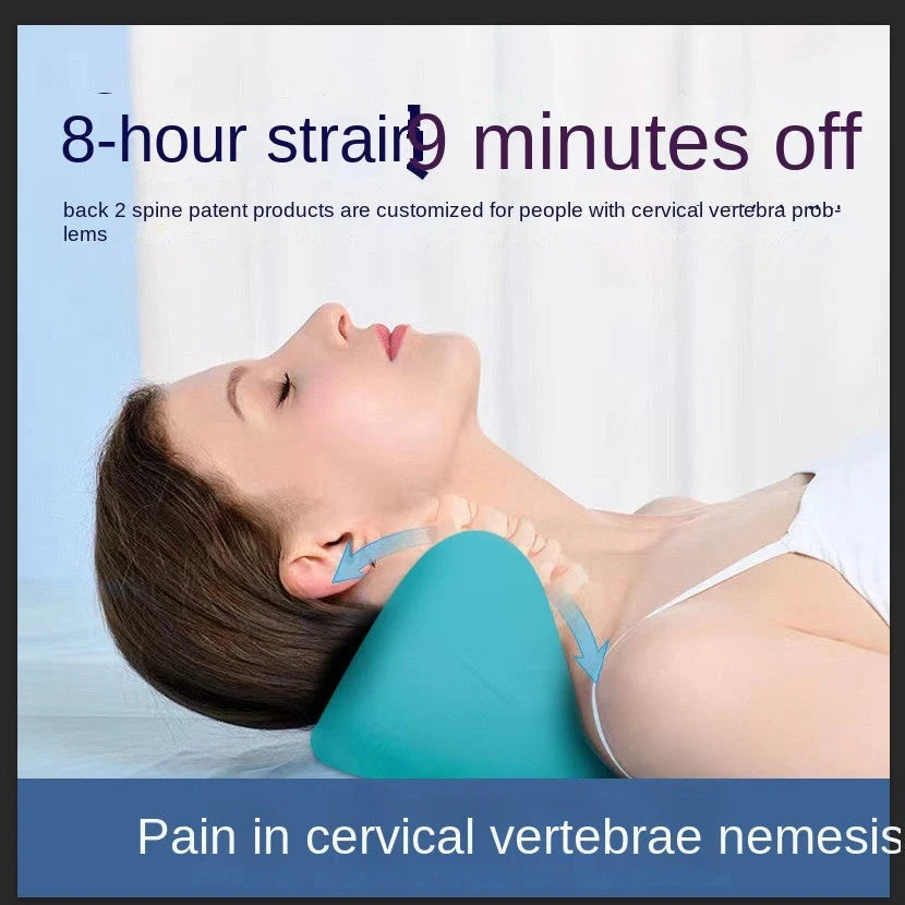 Blue natural latex cervical spine massage pillow for neck pain relief