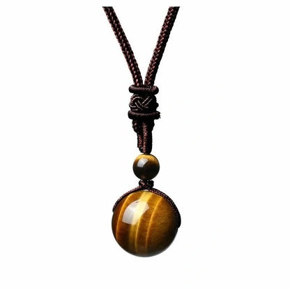 Stylish 16mm Natural Obsidian and Amethyst Pendant Necklace for Women and Men