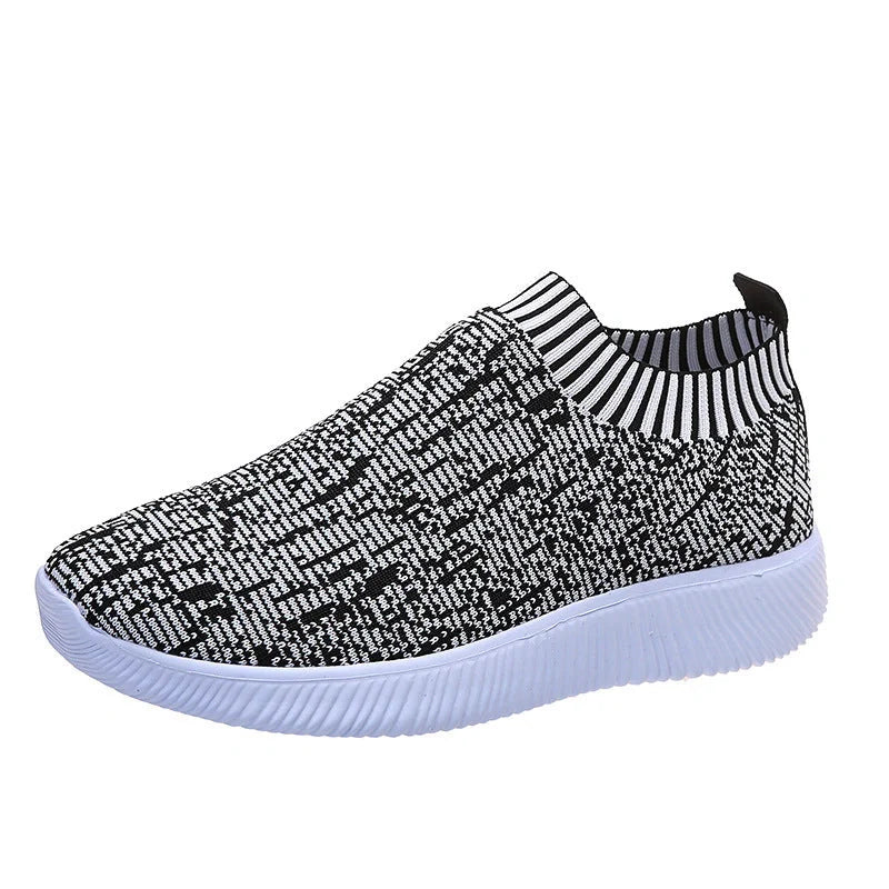 Stripe knit sock shoes in white, grey, and flower colour options