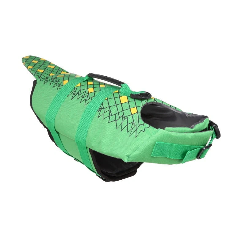 Adjustable mermaid shark design dog life vest for safe swimming, sizes XS to XL