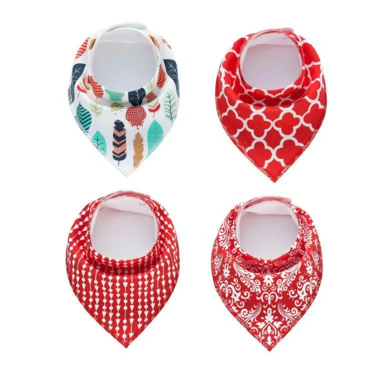 Stylish baby bibs set with arrow, wave, and triangle prints, perfect for keeping your baby clean and fashionable.